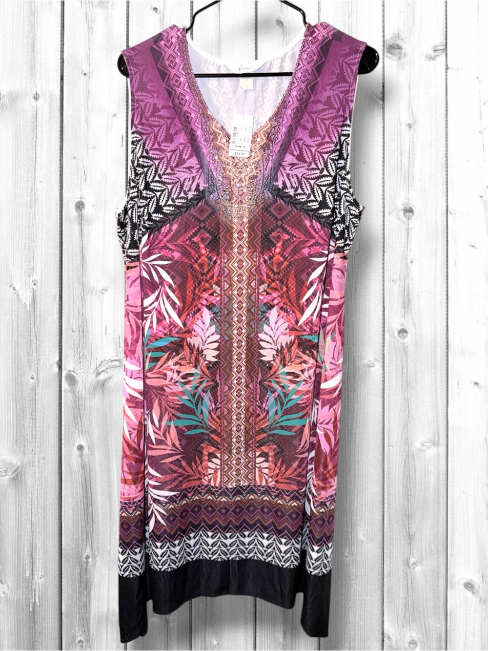 🌼NWT:CJ Banks Pink & Teal Tropical Print Maxi Dress